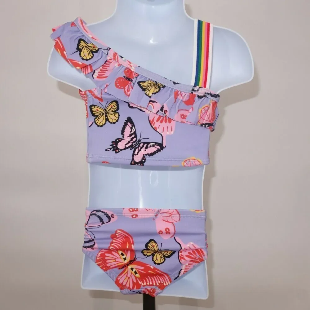 NEW Hanna Andersson Purple Butterfly Ruffle Tankini Swimsuit Sz 80 18-24 months